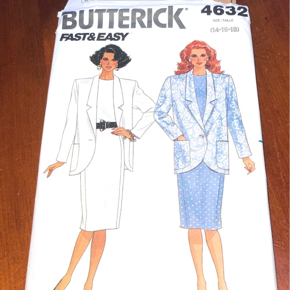 Butterick 4632 Sewing Pattern-;14-16-18 jacket and dress design- free shipping